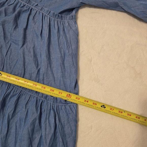 Ursime Tiered Maxi Dress Sz 5XL Blue Short Sleeve Rippled Layered Flowy Blue - Picture 12 of 12